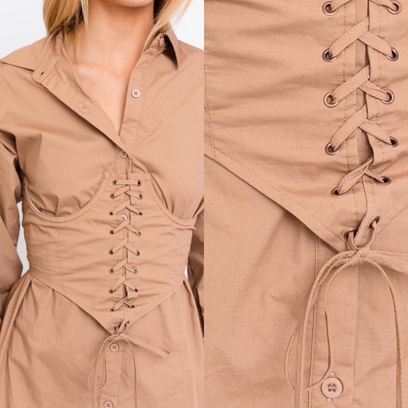 *24 FRIDAY SALE* Killer Queen Corset Lace Up Shirt Dress - Picture 5 of 8